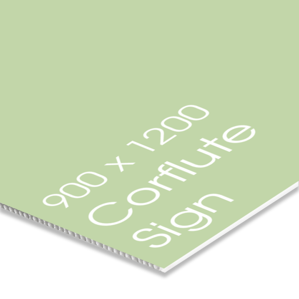 A sample of 900 x 1200 corflute sign
