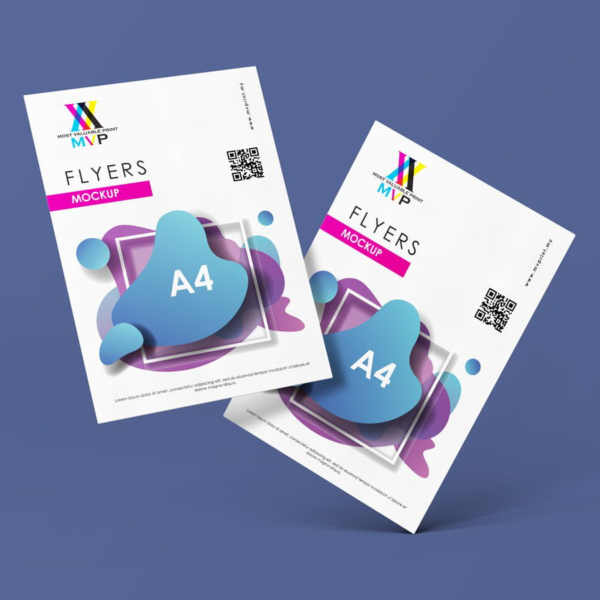 A4 flyers with colourful graphic design printed