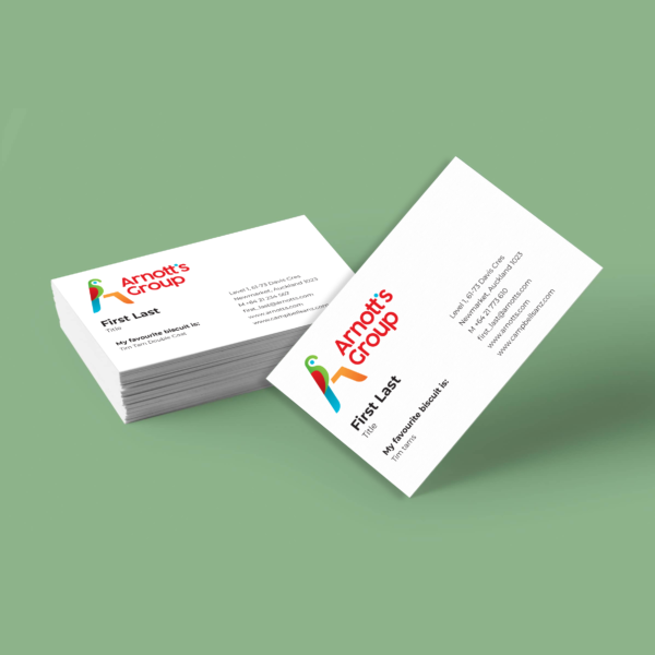 a single sided business cards with business logo and name printed