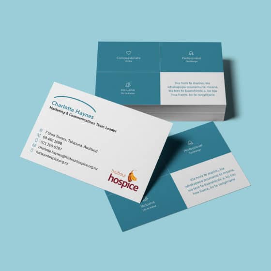 Double sided business cards with branded content printed
